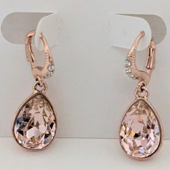 Givenchy Rose Gold Tone Statement/Runway Morganite crystal like Drop Earrings! - Picture 1 of 4